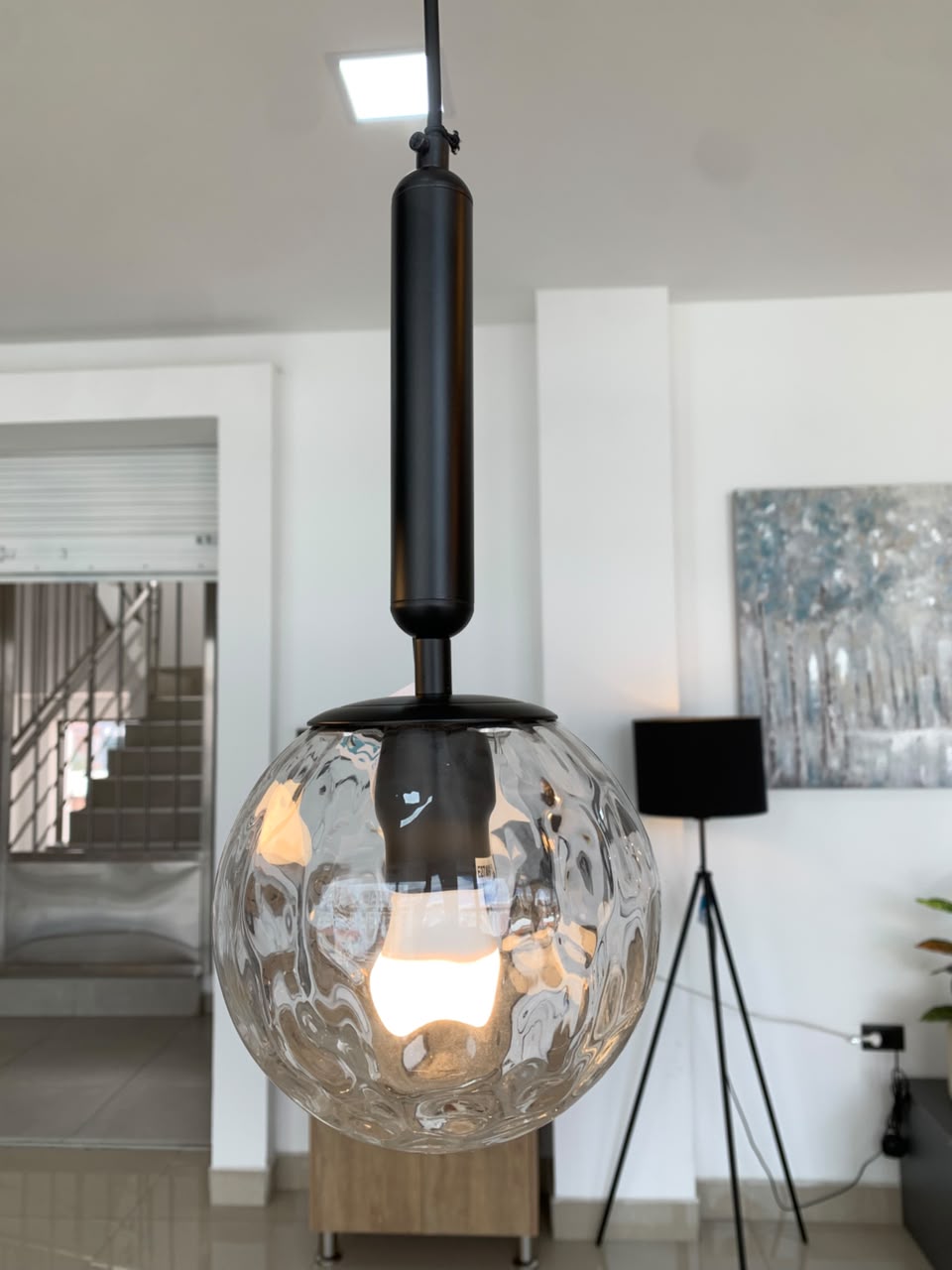 Lámpara Colgante LED Metal Negro Vidrio Claro 180276