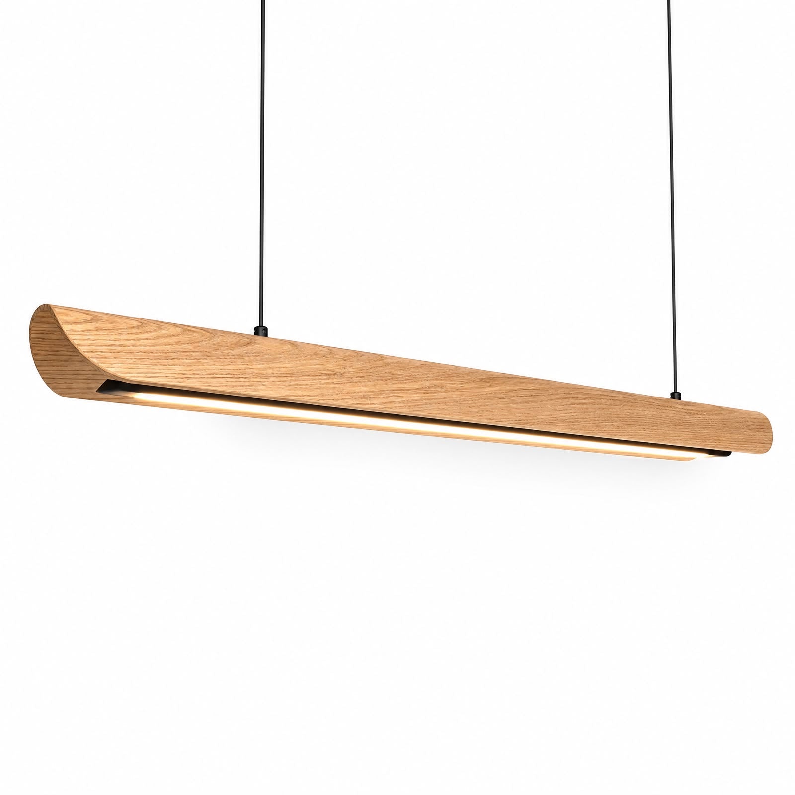 Lámpara Colgante LED Recta Madera Metal Negro 33W 181115