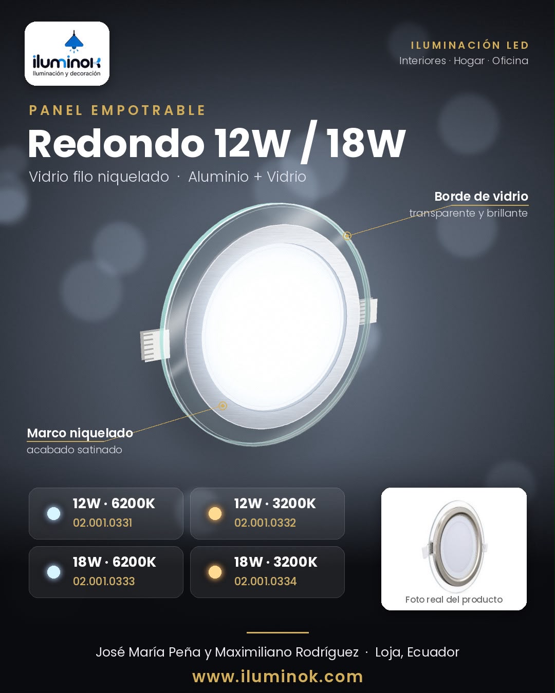 Panel COB Redondo 18W 3200K Filo Niquelado 020010334