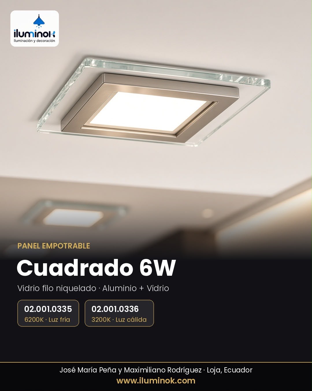 Panel COB Cuadrado 6W 6200K Filo Niquelado 020010335
